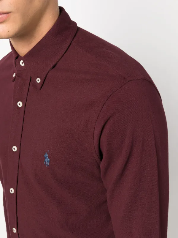 Maroon polo shop button down