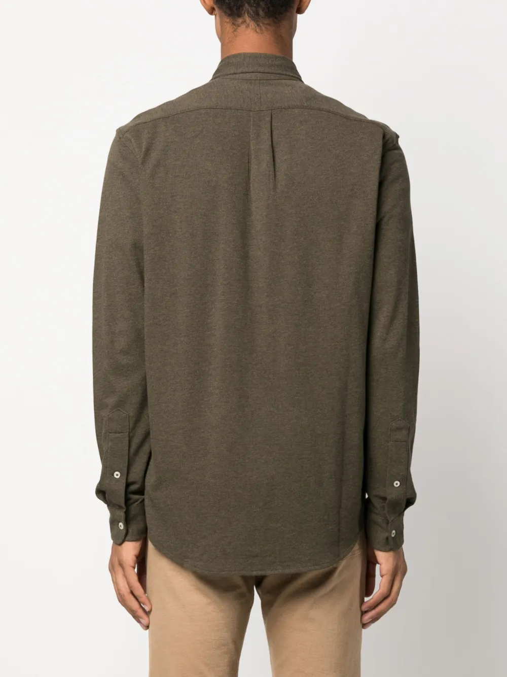 Polo Ralph Lauren Button-down Collar Logo-embroidered Featherweight Mesh Shirt In Green