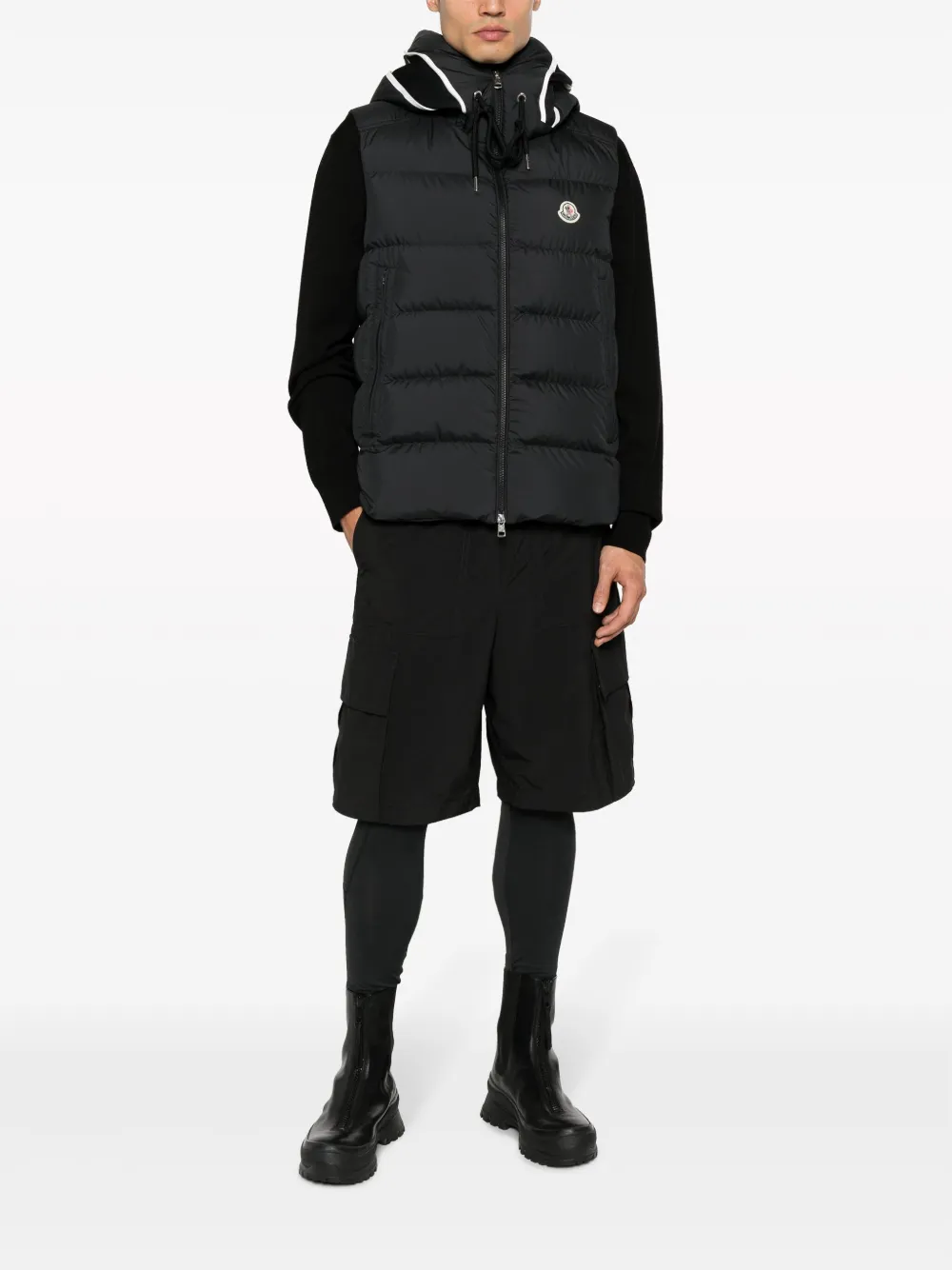 Moncler Cardamine hooded puffer gilet - Zwart