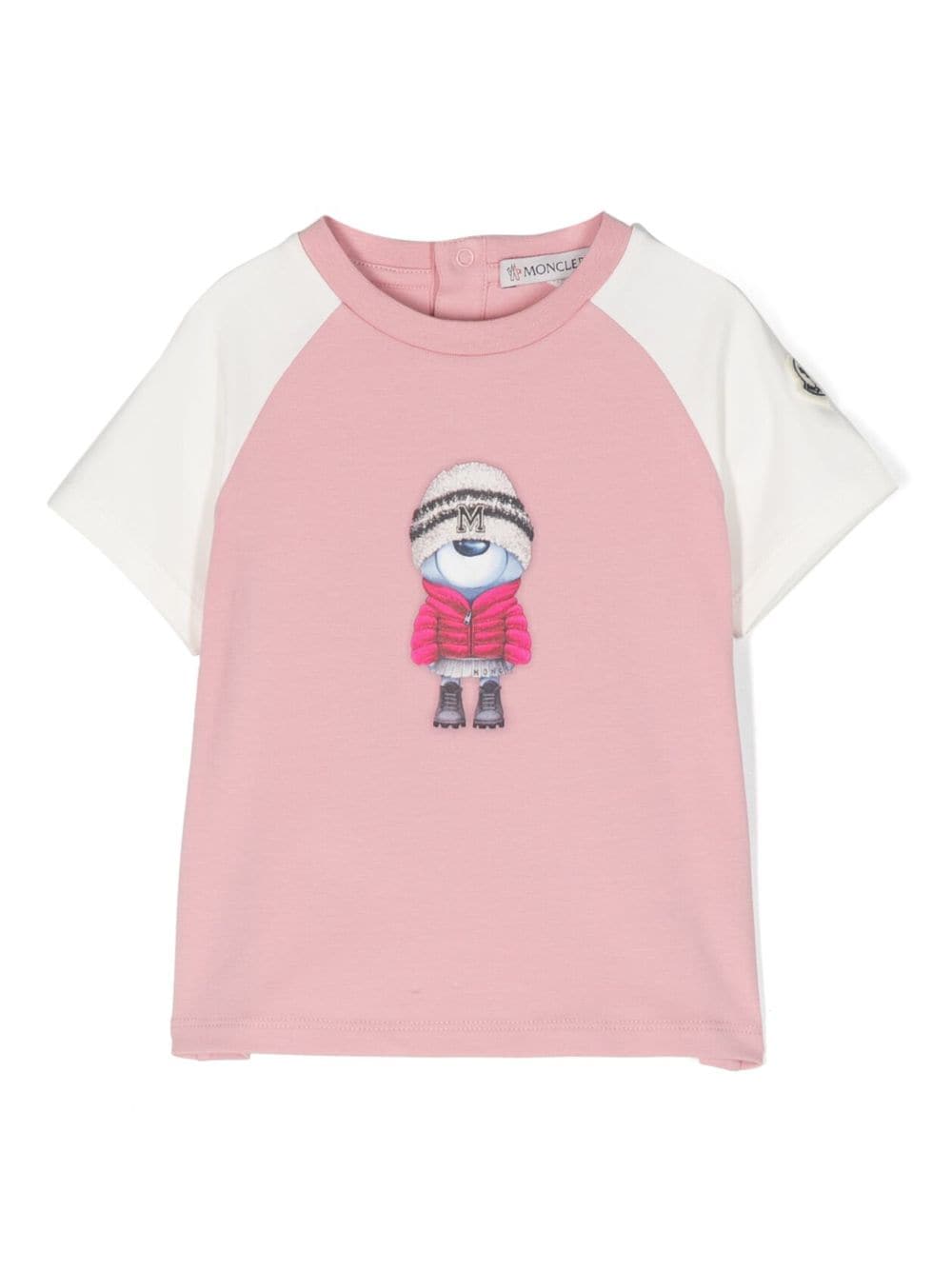Moncler Enfant cartoon-print raglan-sleeve T-shirt - Pink