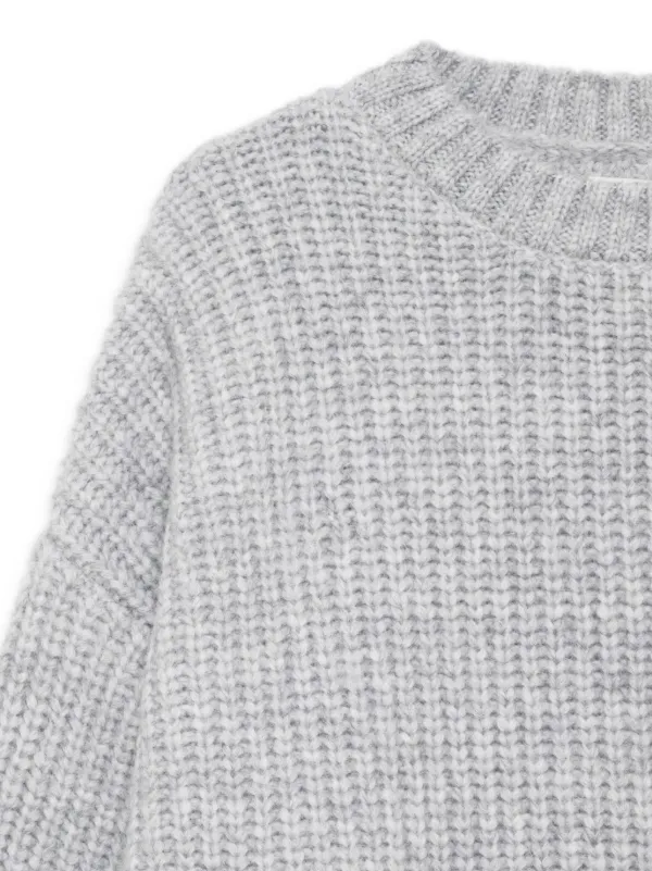 ANINE BING chunky knit crew neck Jumper Grey FARFETCH AE