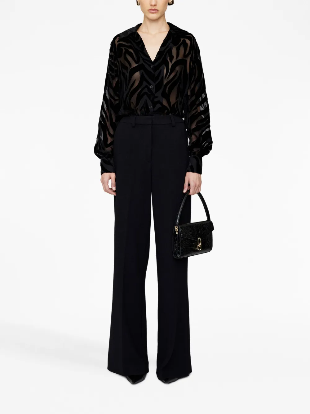 ANINE BING Mylah zebra-pattern buttoned shirt - Zwart