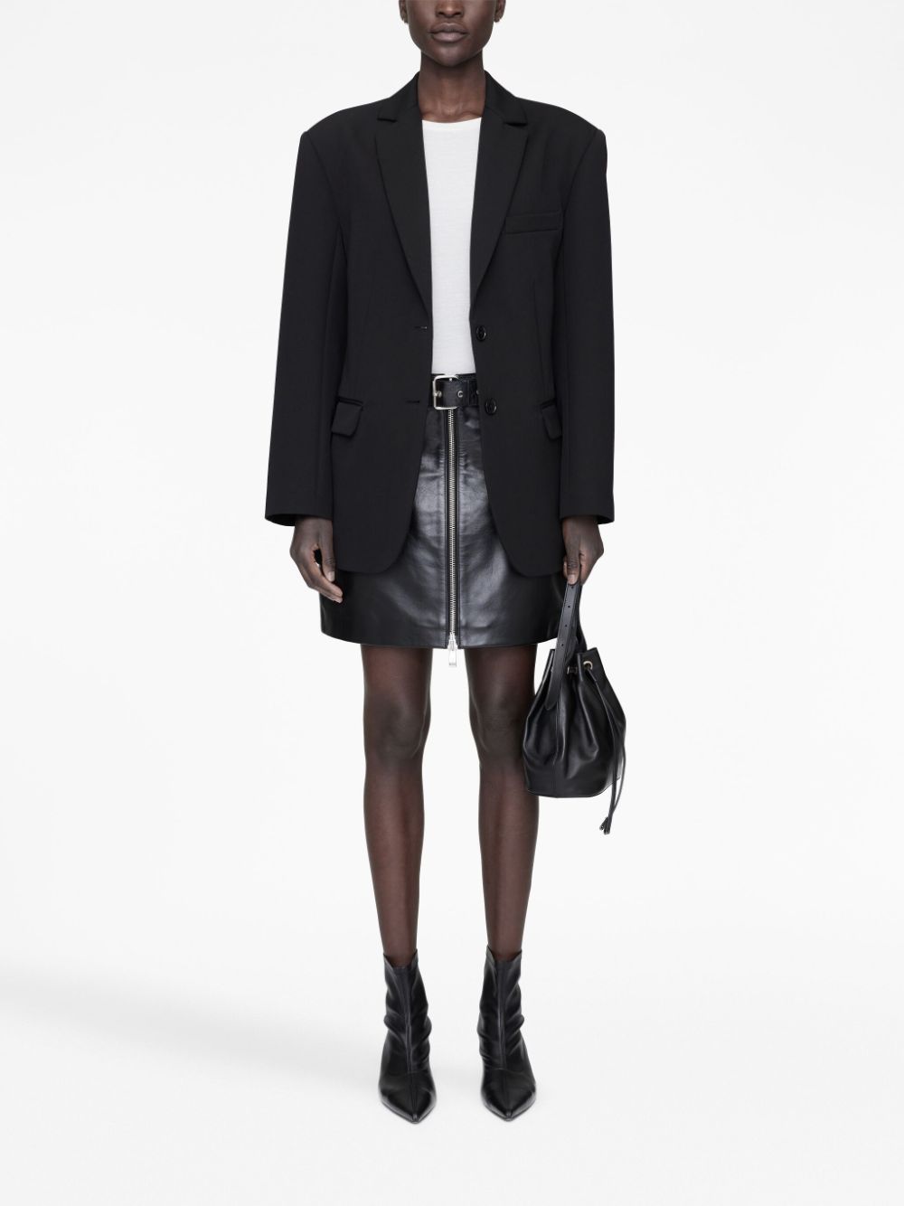 Shop Anine Bing Ana Leather Straight Skirt In Black