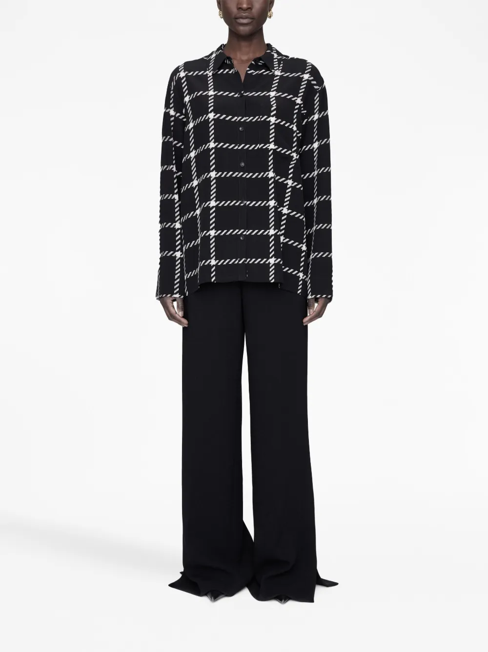 ANINE BING plaid-print button-up shirt - Zwart