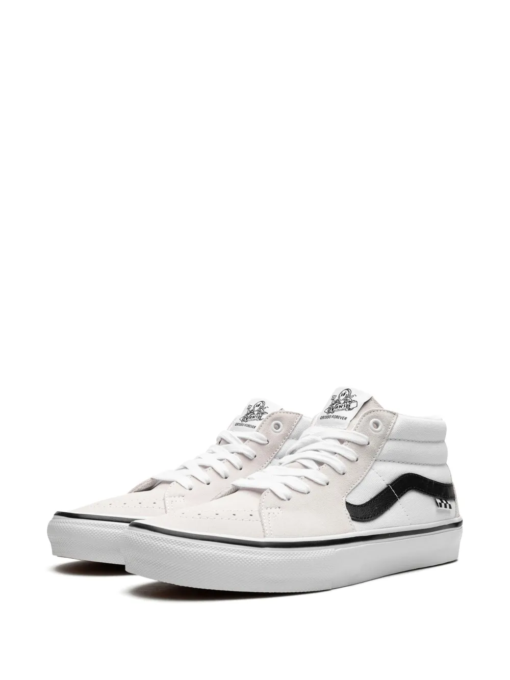 Shop Vans Skate Grosso Mid "white/black" Sneakers In Neutrals