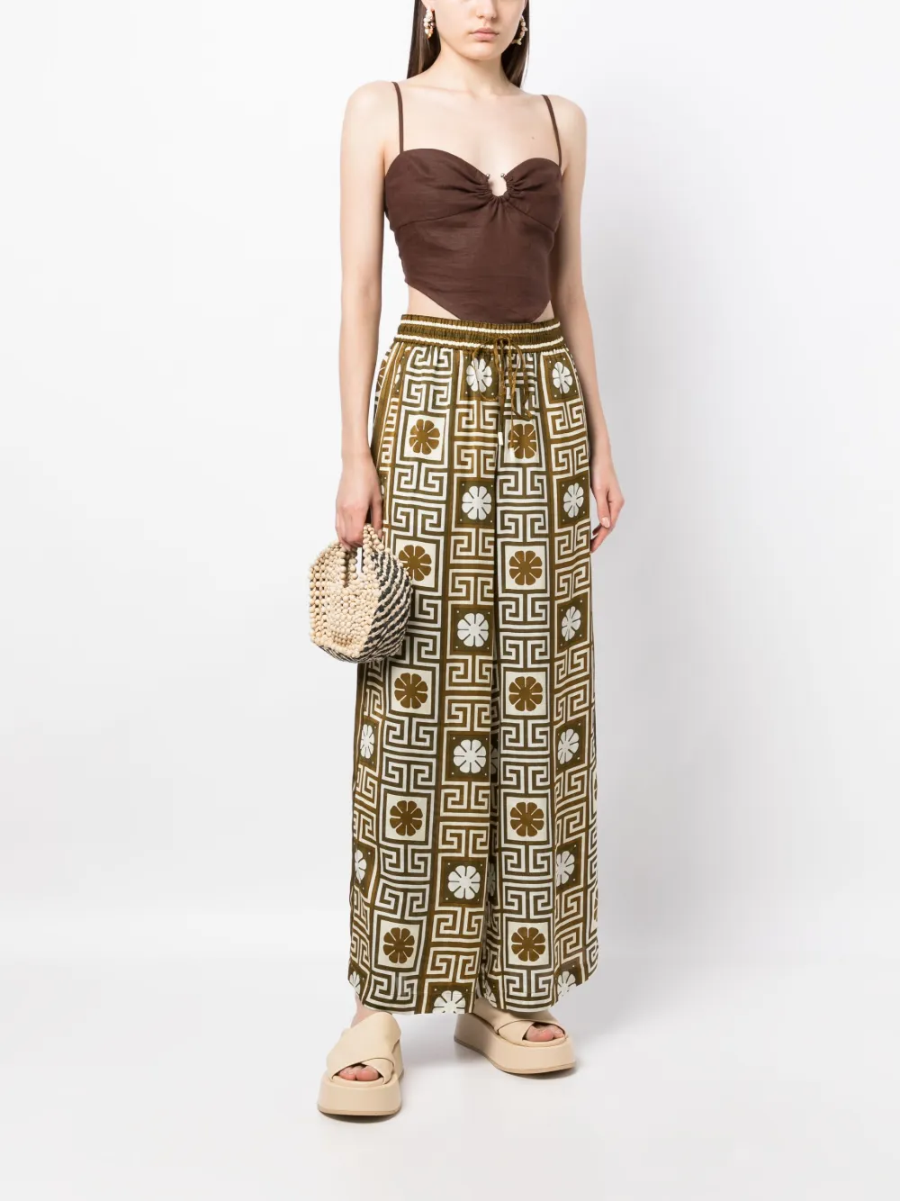 ALEMAIS Broek met jacquard - Bruin