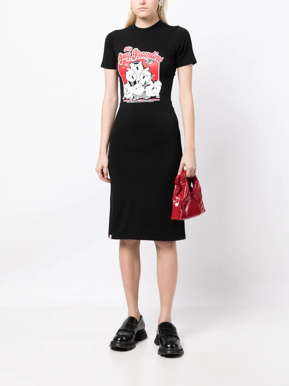 Shop Charles Jeffrey Loverboy Graphic-print Round-neck Dress In Black