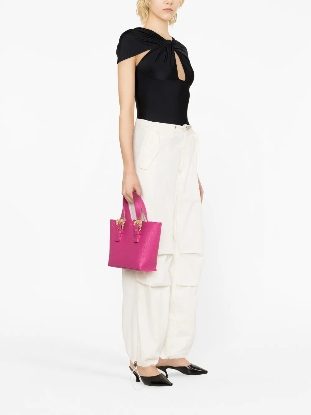 Versace Jeans Couture Love leren shopper - Roze