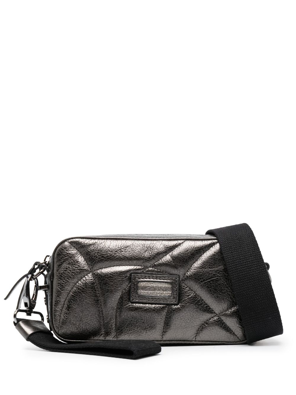 Peserico Quilted-finish Leather Crossbody Bag In Grey