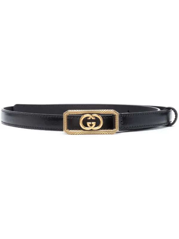 Gucci Interlocking G buckle Leather Belt Black FARFETCH AE