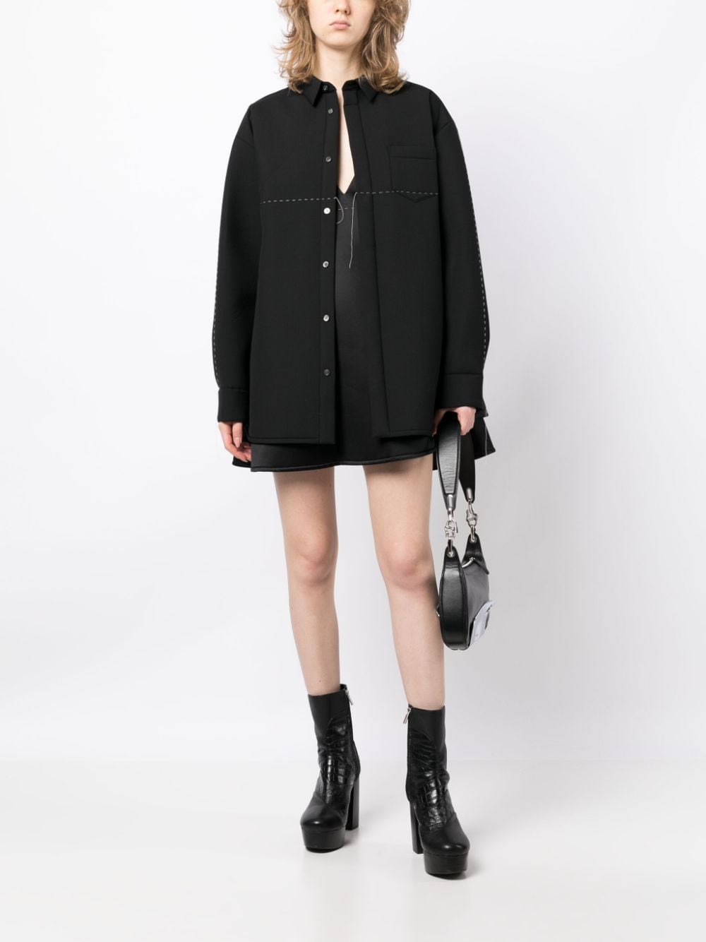 sacai Mini-jurk met contrasterend stiksel Zwart
