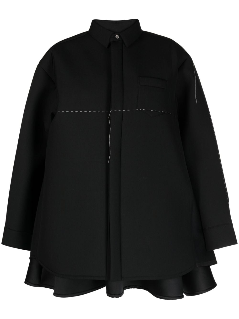 Sacai Layered Contrast-stitch Minidress In Black