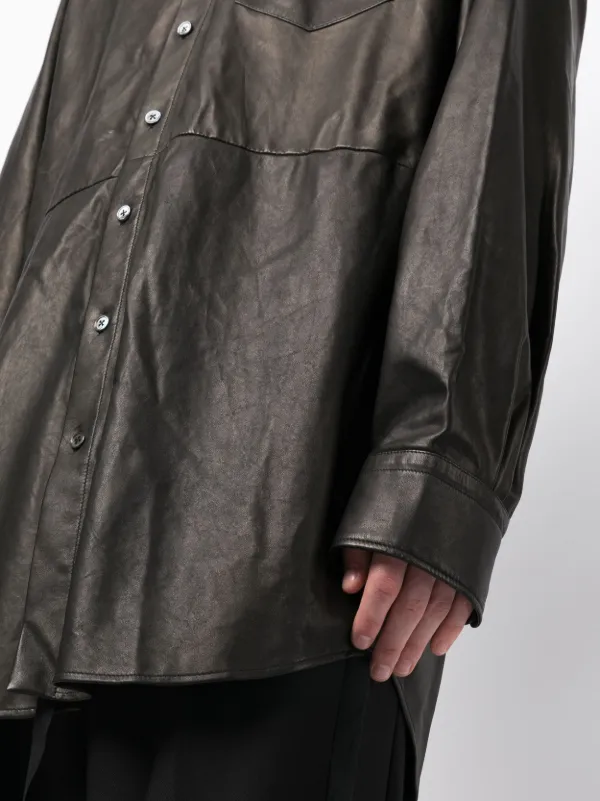 Ann Demeulemeester long-sleeve Buttoned Leather Shirt - Farfetch