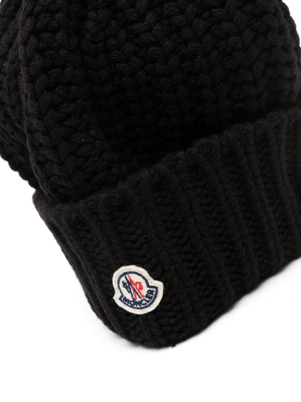 Moncler logo-patch cashmere-blend beanie - Zwart