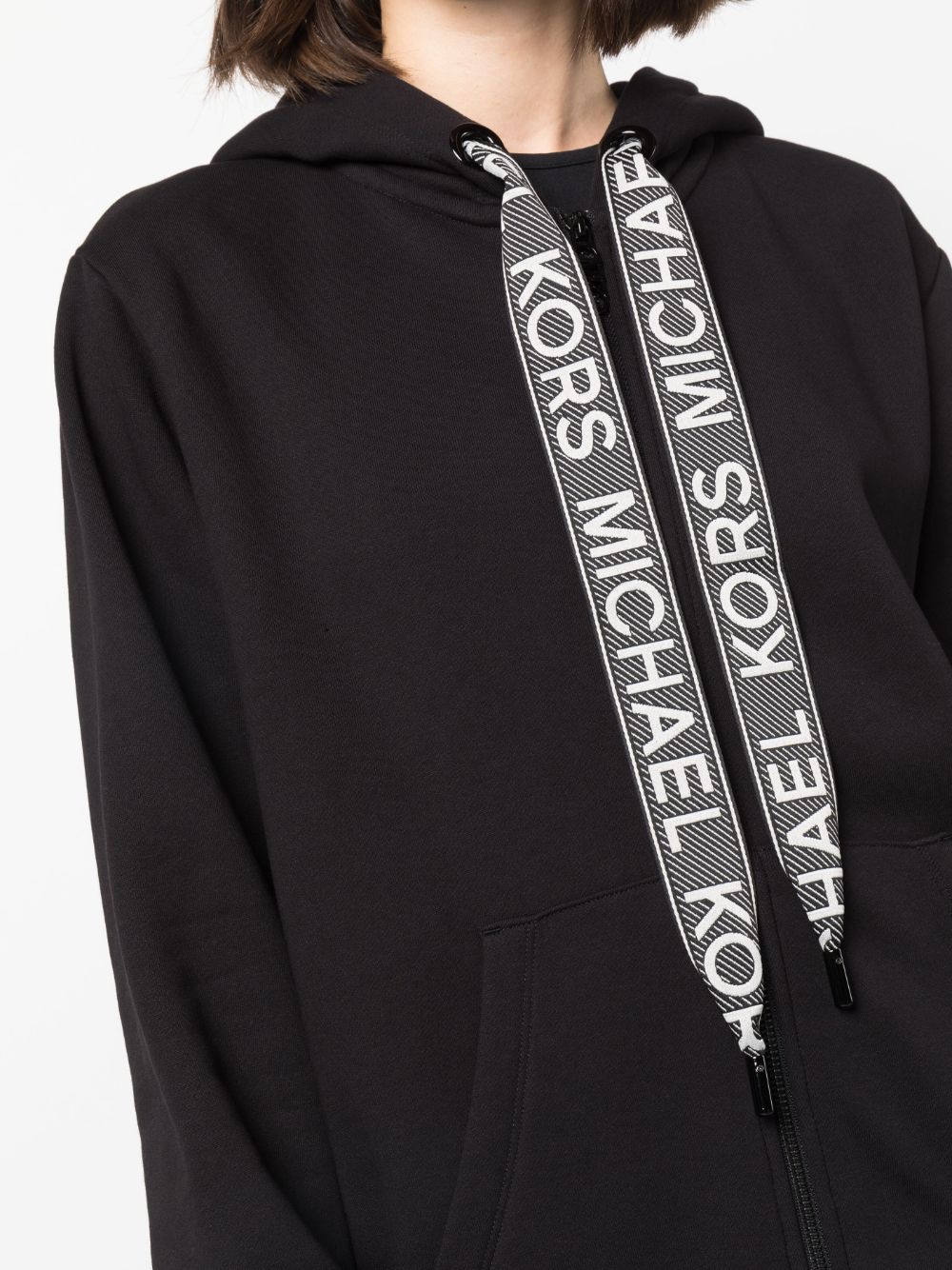 Shop Michael Michael Kors Logo-lace Zip-up Hoodie In Black
