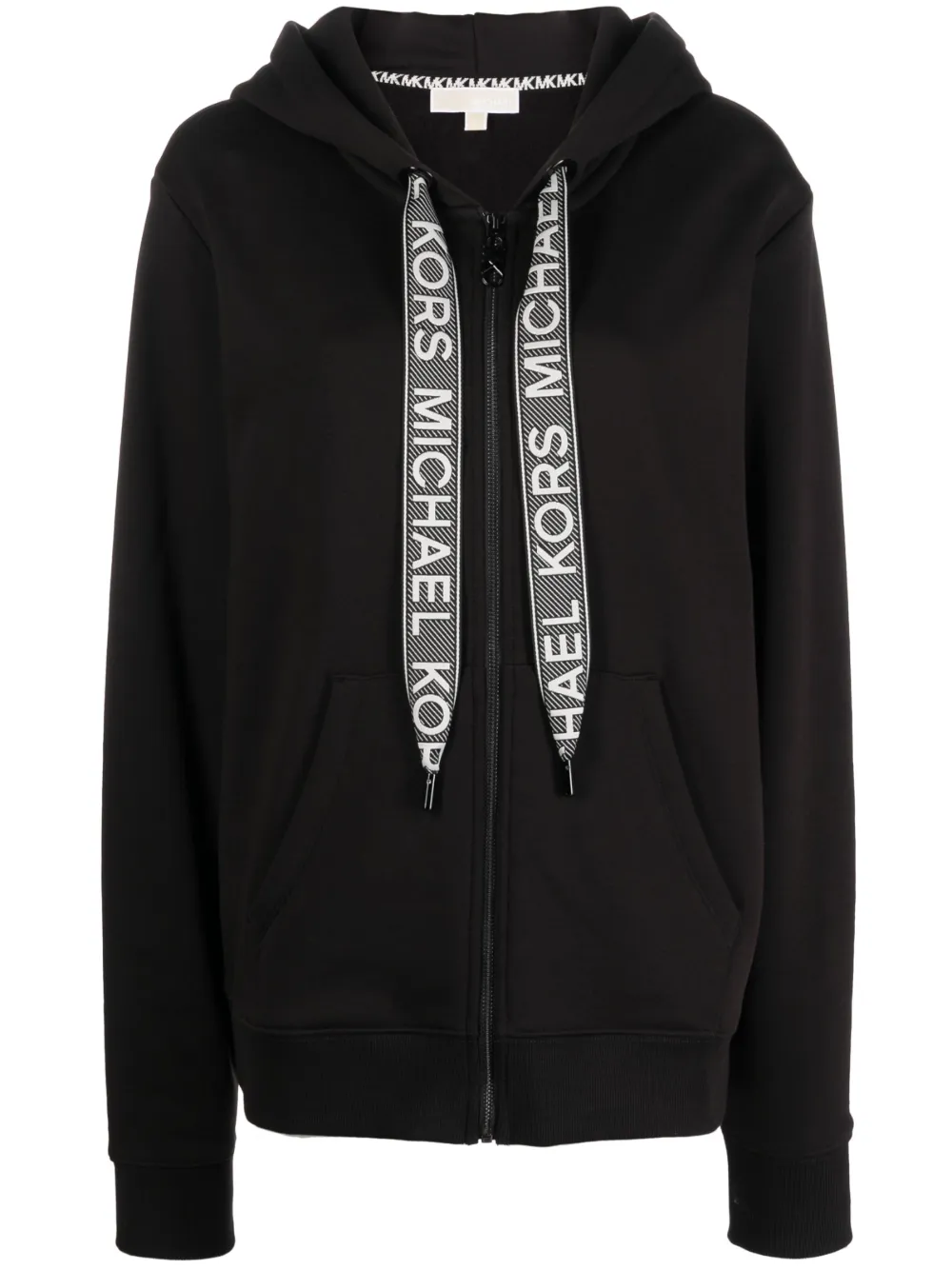 Michael Michael Kors Logo-lace Zip-up Hoodie In Black