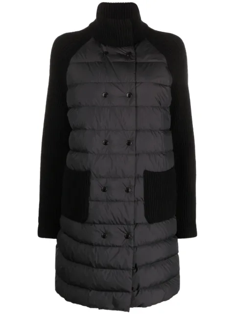 Moncler quilted panelled wool coat