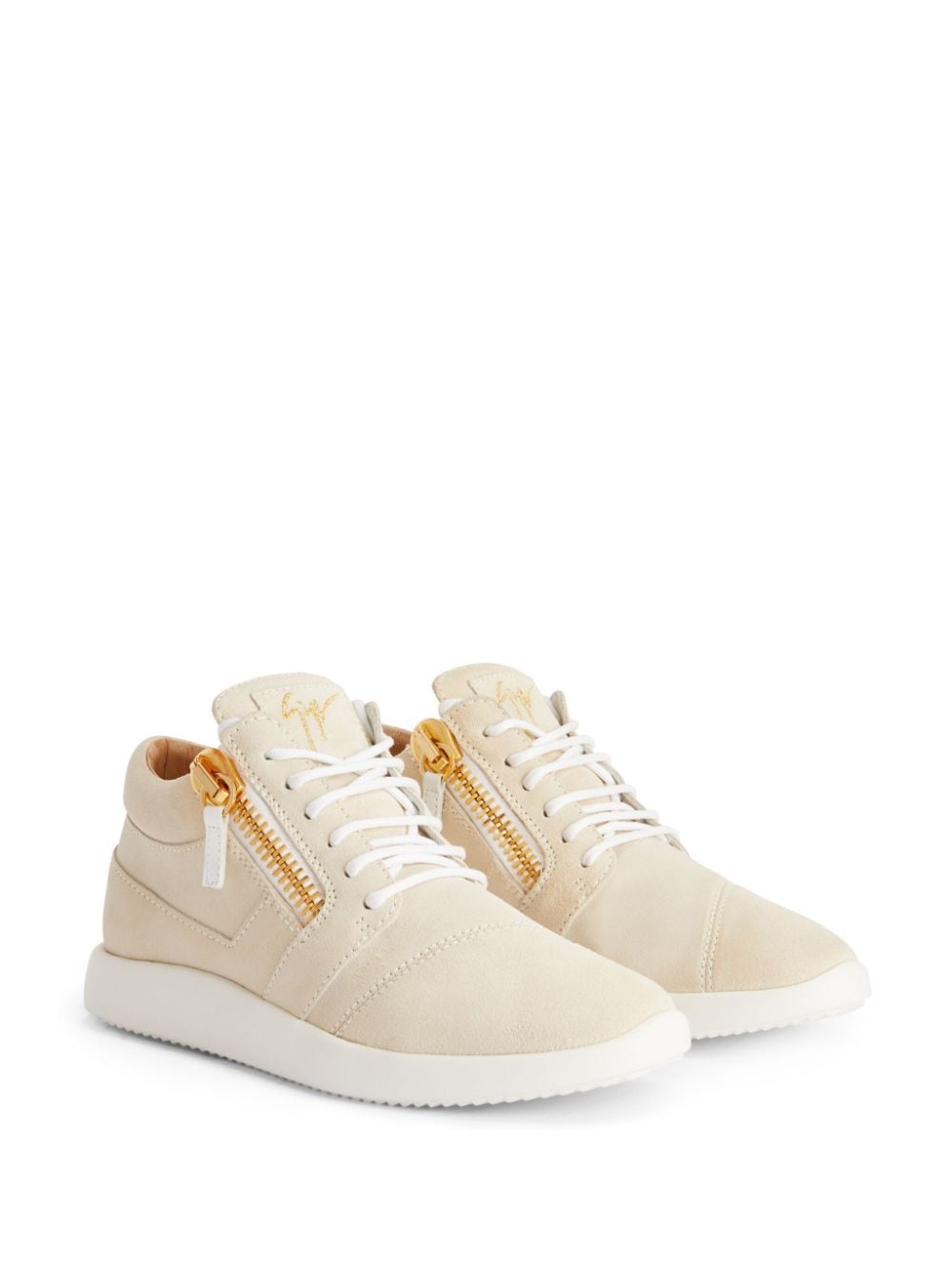 Shop Giuseppe Zanotti Runner High-top Panelled Sneakers In Neutrals