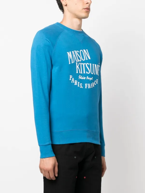 【関税&送料込】Maison Kitsune Sweatshirt With Logo Print Maison Kitsuné logo-print Cotton Sweatshirt | Blue | FARFETCH