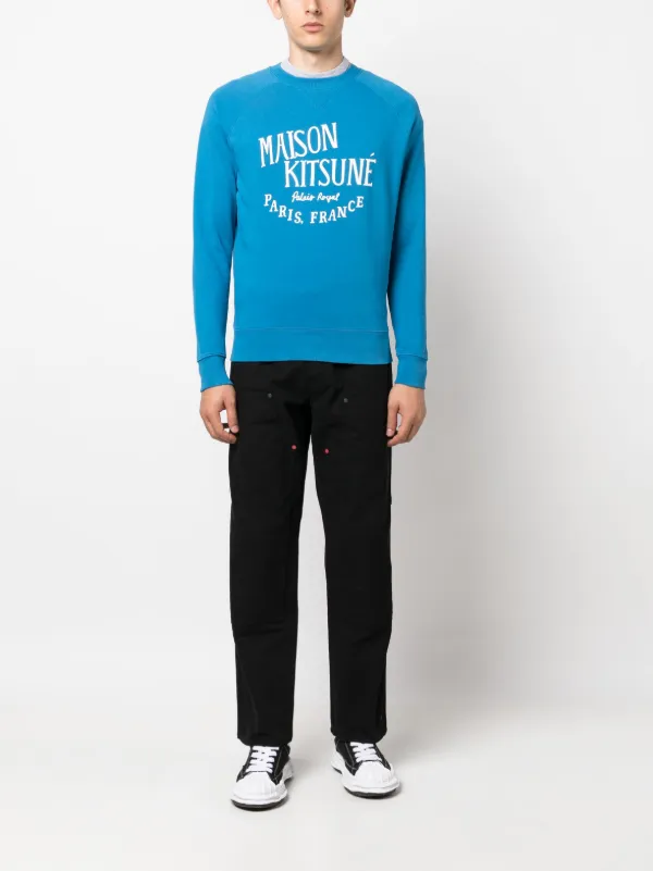 ジャケット MAISON KITSUNE Cotton sweatshirt with lettering logo Maison Kitsuné logo-print Cotton Sweatshirt | Blue | FARFETCH