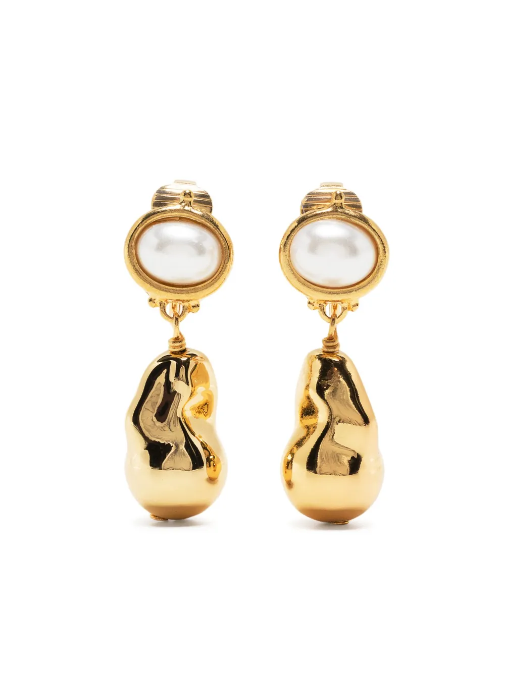 Kenneth Jay Lane Pearl-detail Drop Earrings In Gold