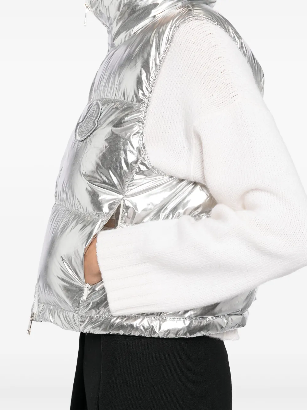 Shop Moncler Blavet Gilet In Silber