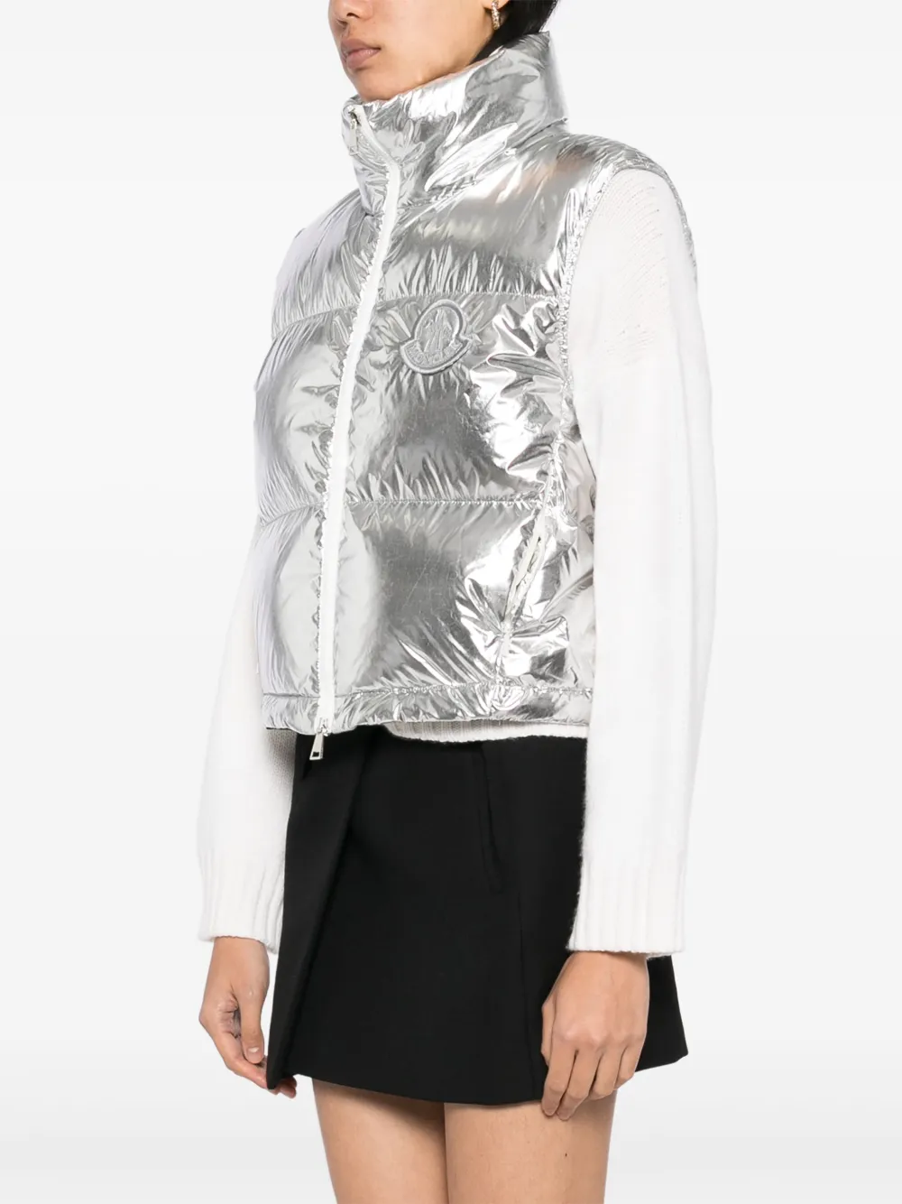 Shop Moncler Blavet Gilet In Silber