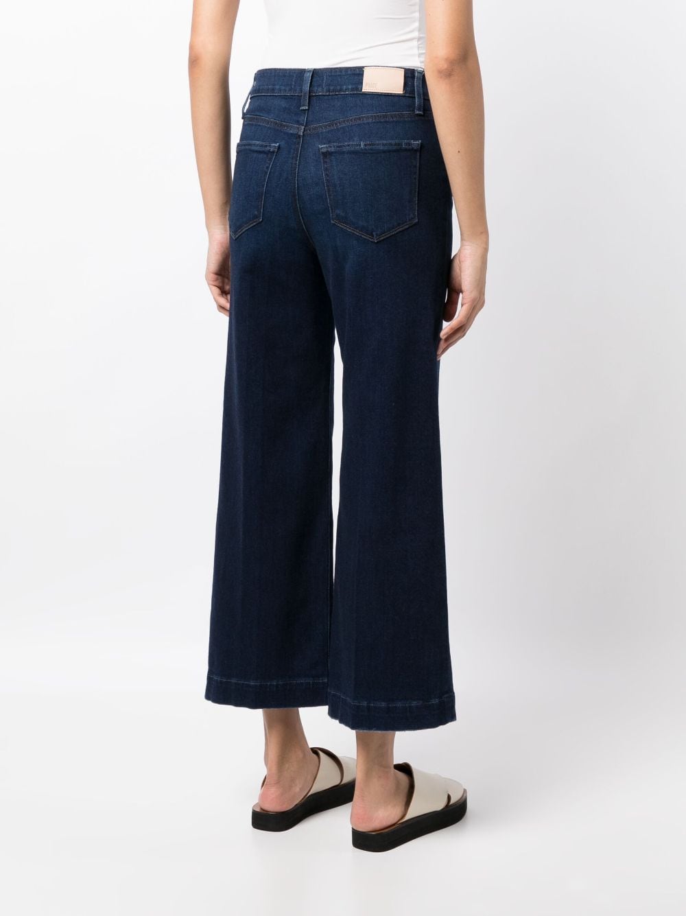 Shop Paige Logo-patch Cropped Jeans In Blue