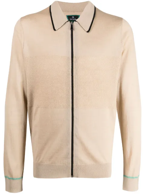 PS Paul Smith cárdigan tejido de canalé con cuello de pico