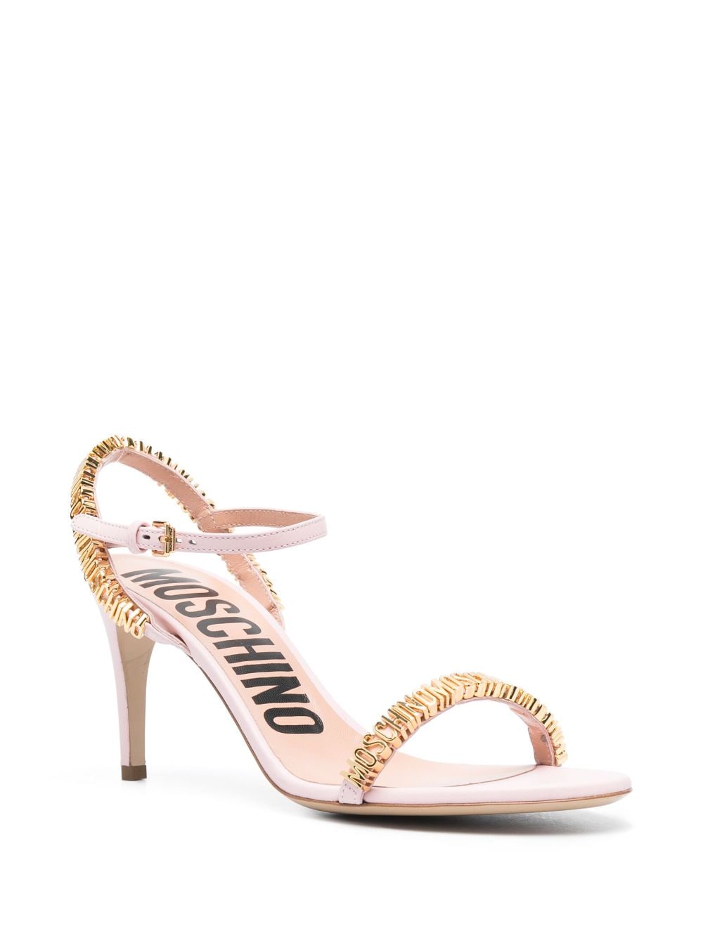 Shop Moschino 80mm Logo-lettering Leather Sandals In Pink