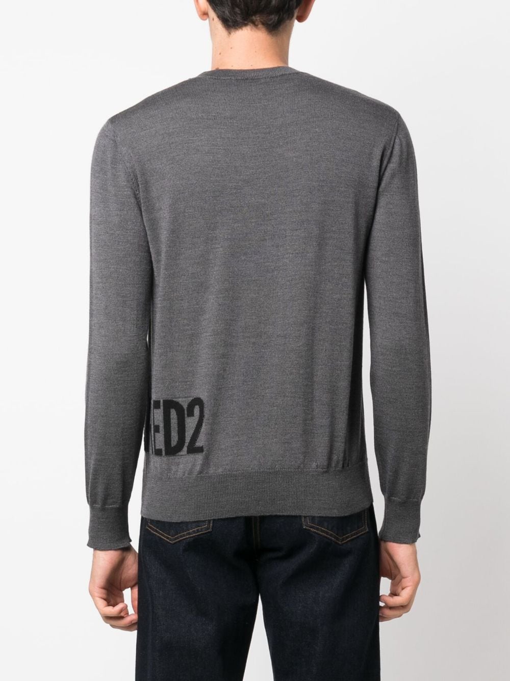 Shop Dsquared2 Logo-intarsia Crew-neck Sweater In Grey