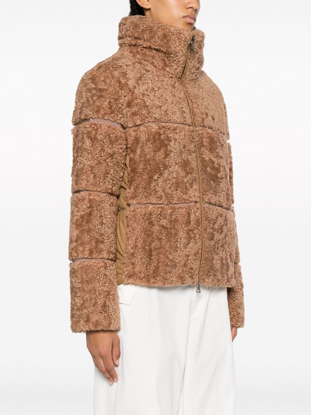 Shop Moncler Segura Sherpa-fleece Jacket In Brown