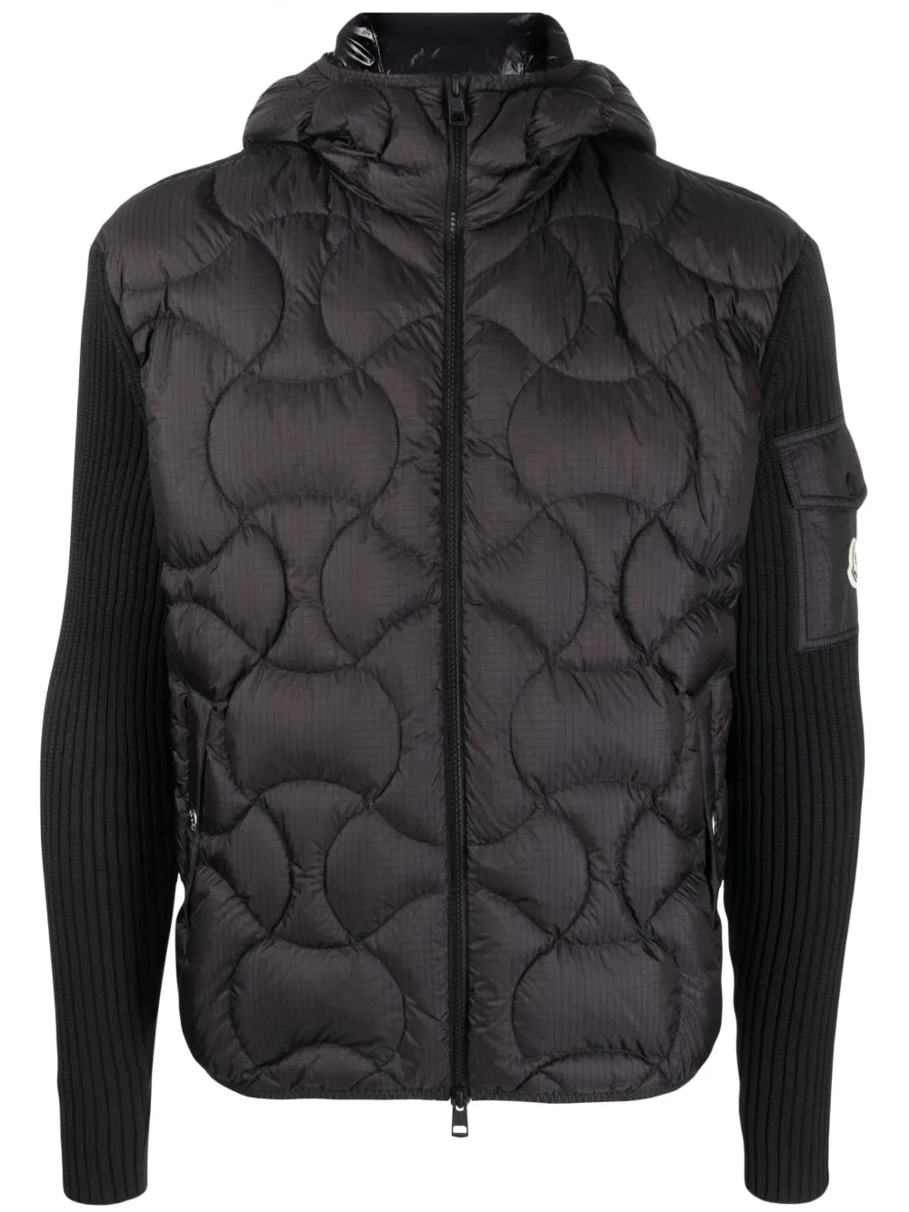 Moncler paneled discount zip-up cardigan