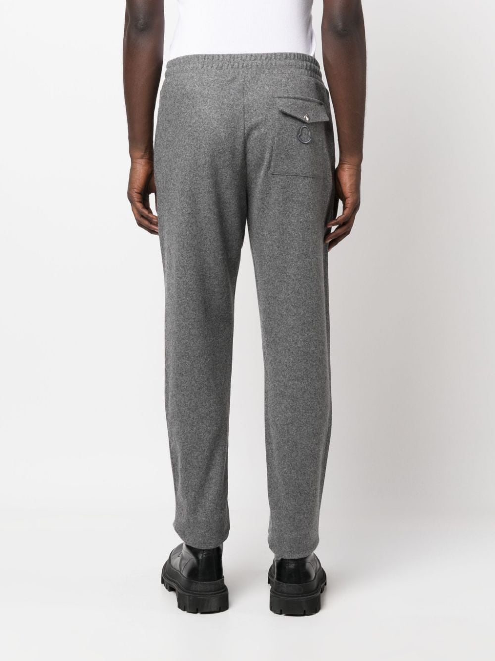 Shop Moncler Logo-embroidered Elasticated-waistband Trousers In Grey