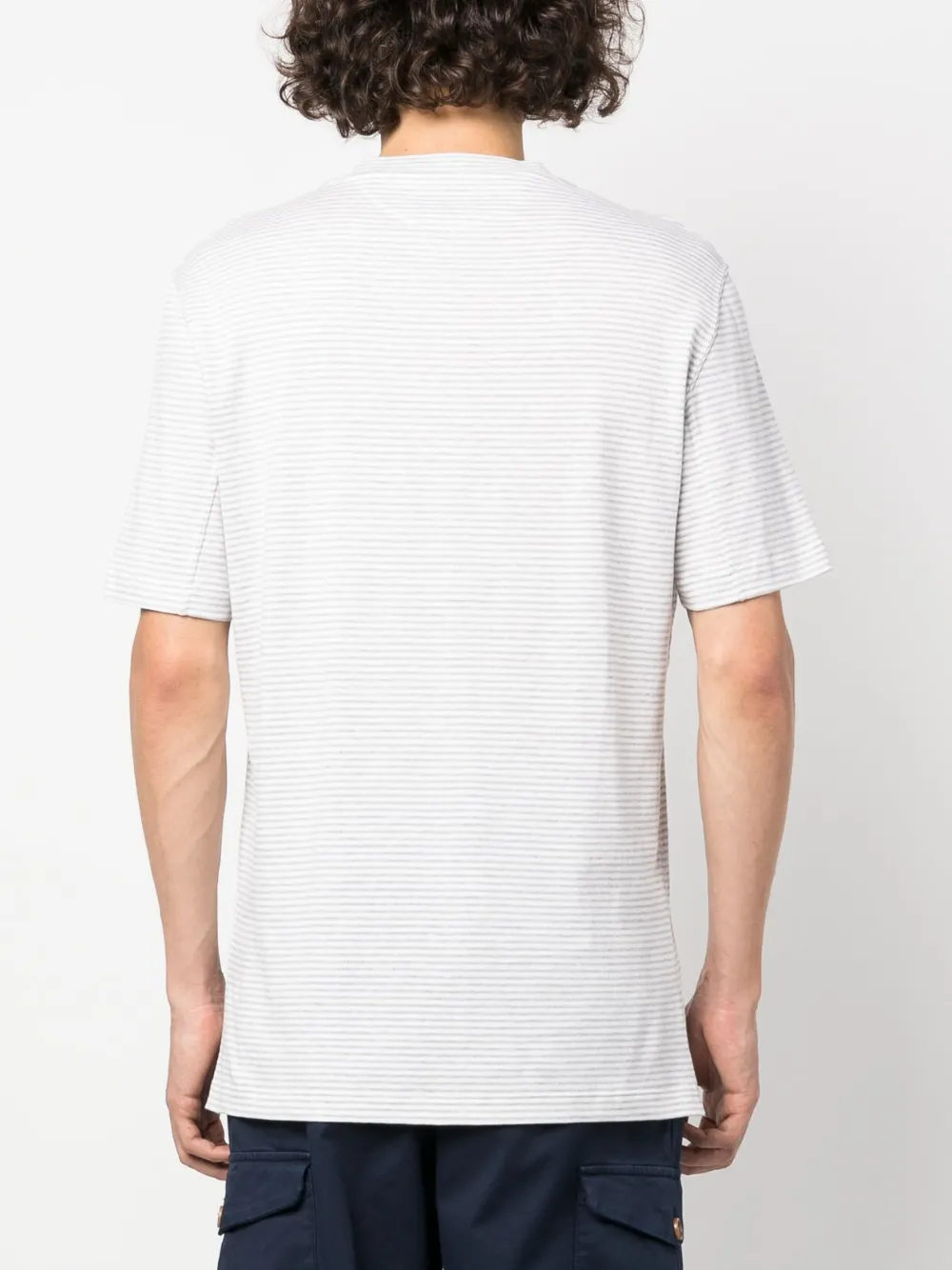 Cotton-Linen Striped T-Shirt