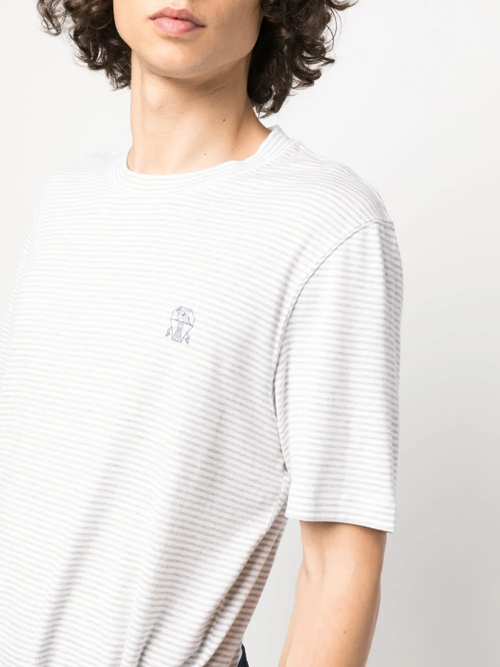 Cotton-Linen Striped T-Shirt