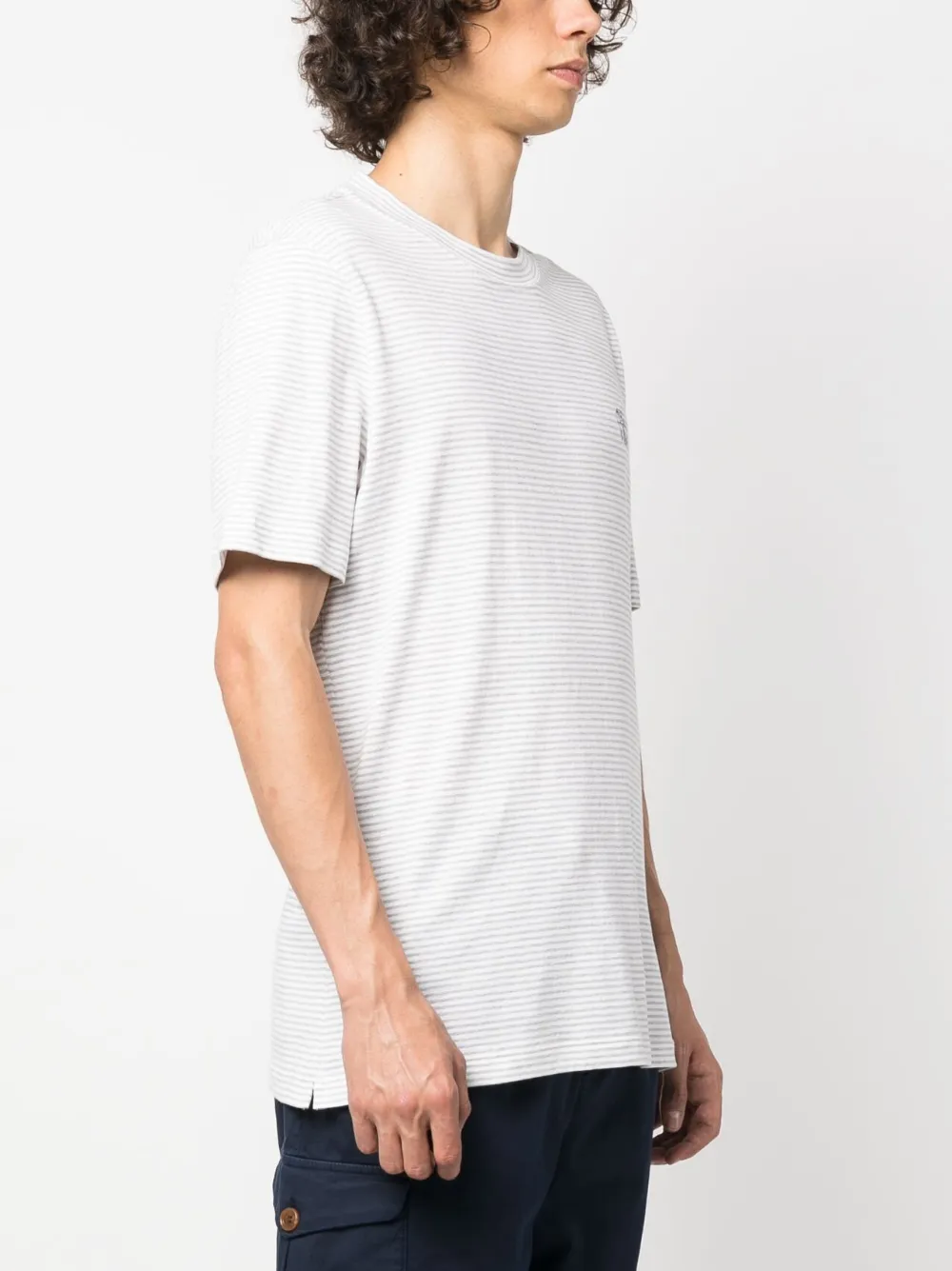 Cotton-Linen Striped T-Shirt