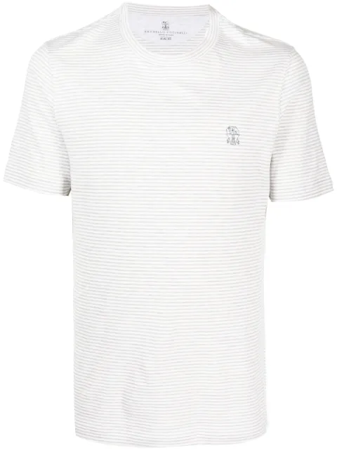 Brunello Cucinelli cotton-linen striped T-shirt