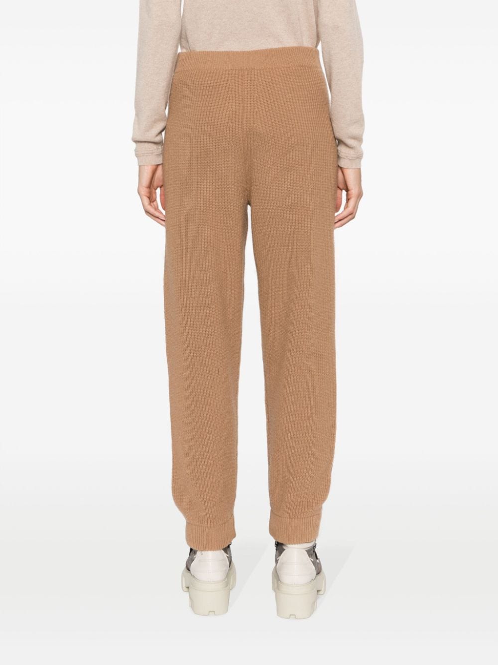 Shop Moncler Logo-patch Chunky-knit Track Pants In Brown