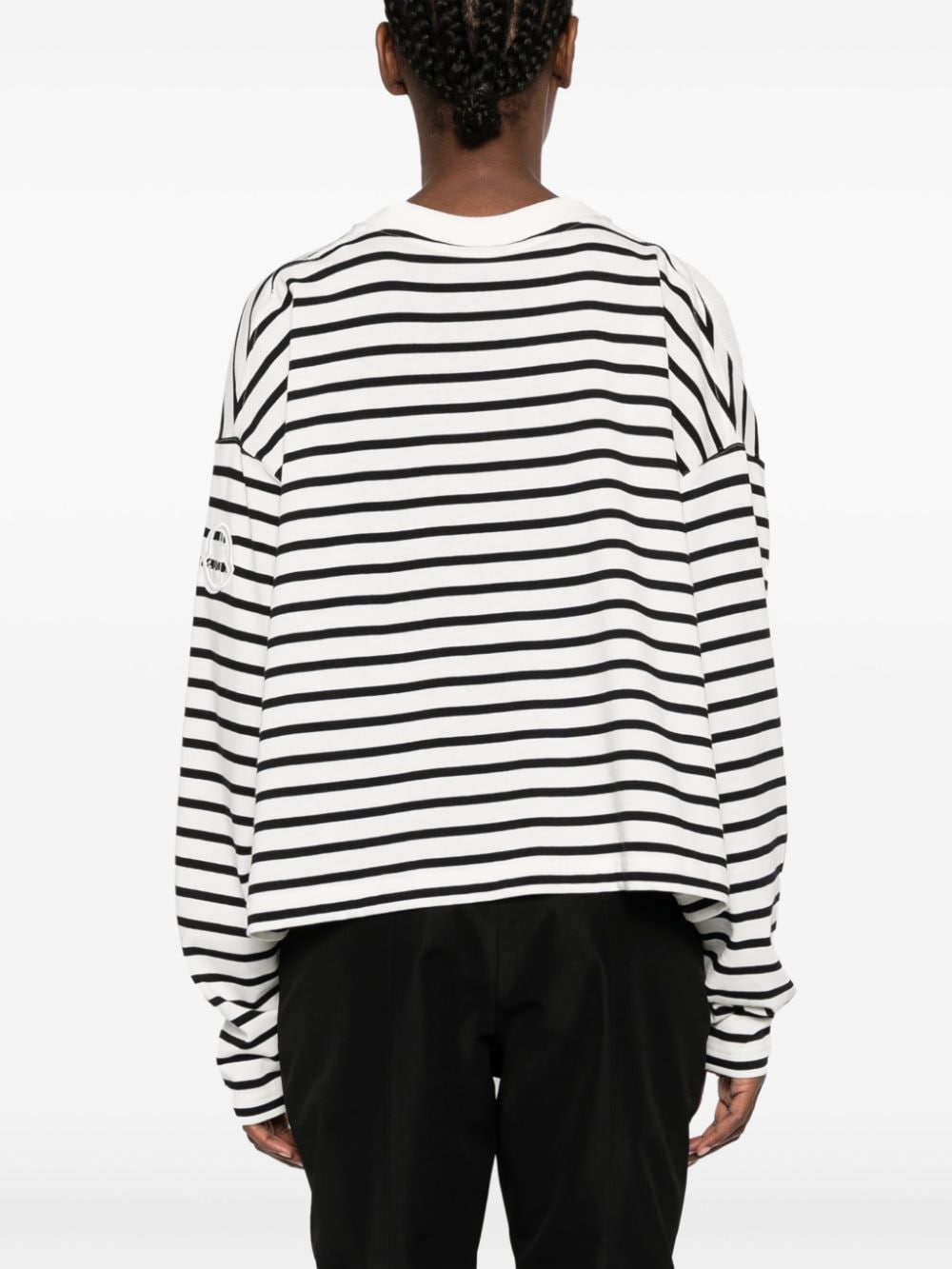 Shop Moncler Striped Cut-out T-shirt In White