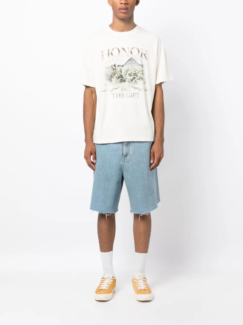 Honor The Gift T-shirt met logoprint - Beige