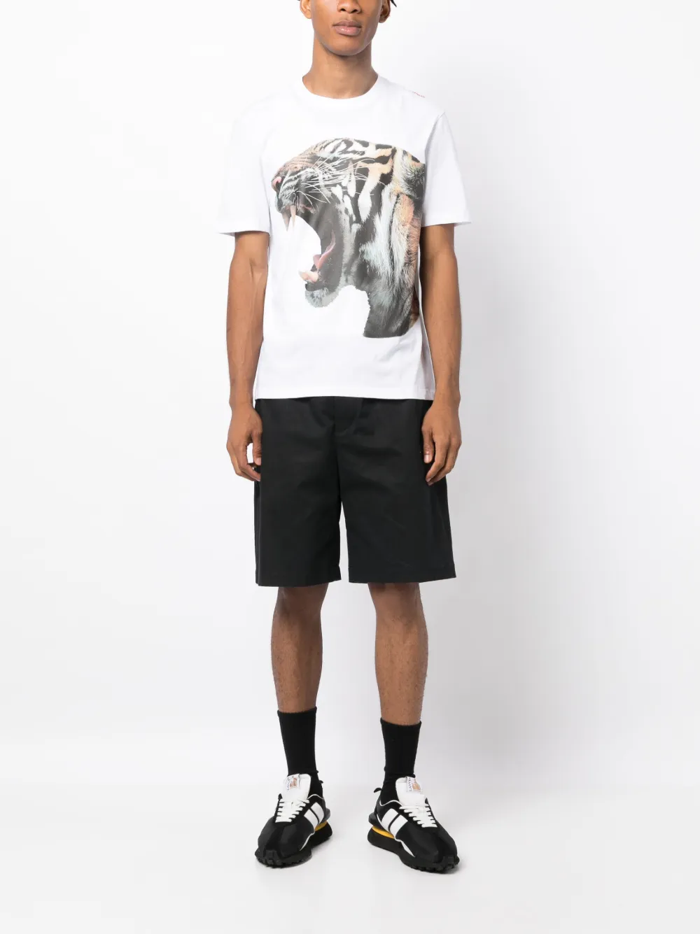 HUGO tiger-print stretch-cotton T-shirt - Wit