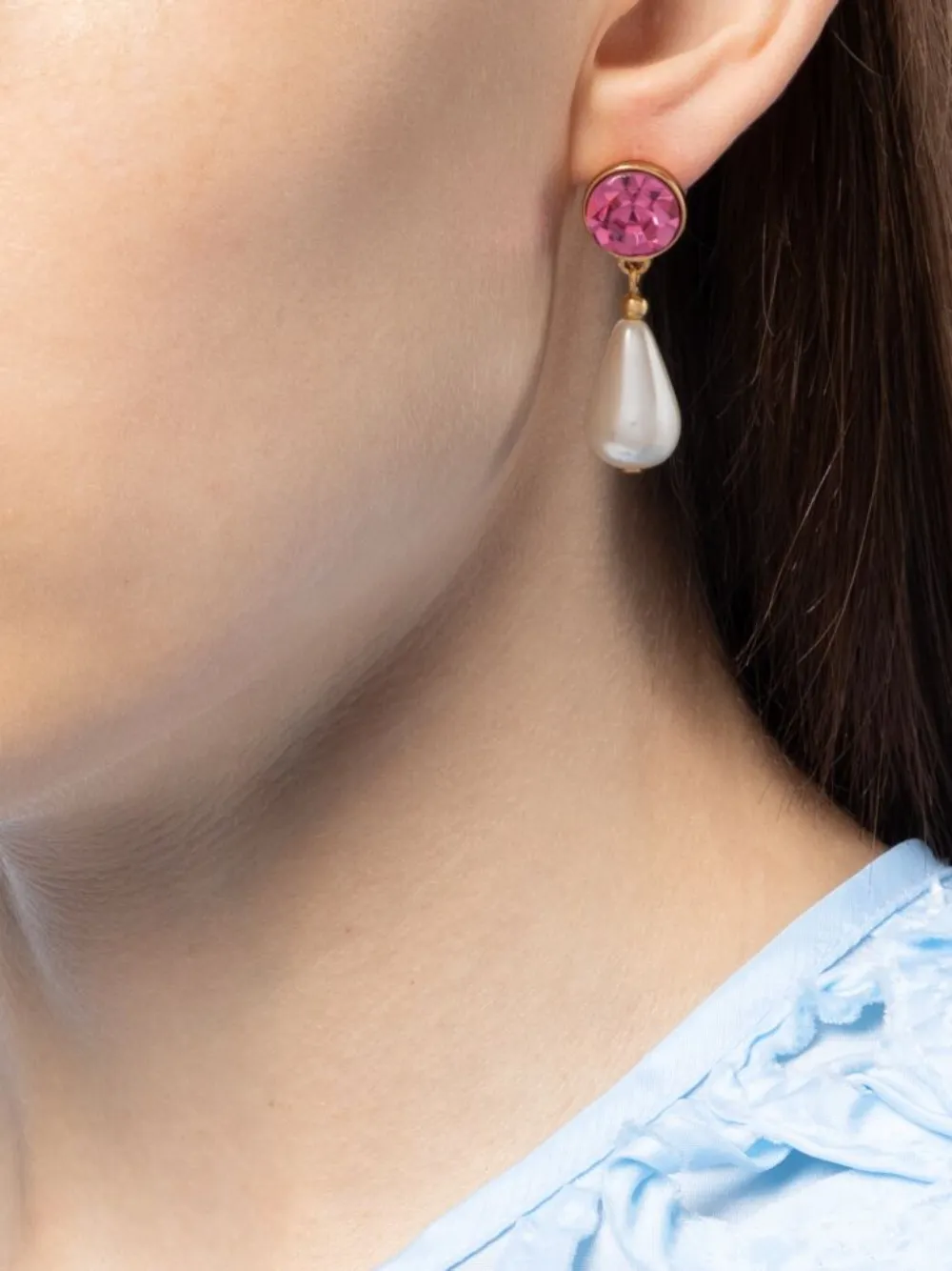 Kenneth Jay Lane Oorbellen met parels - Roze