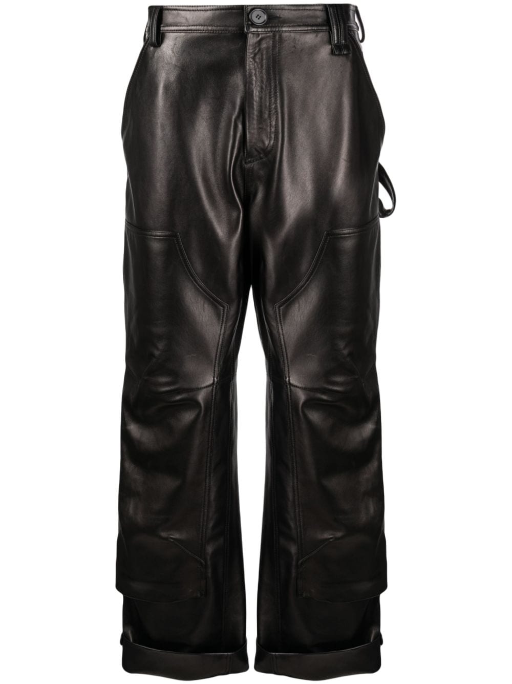 Simone Rocha Leather Straight-leg Trousers In Schwarz