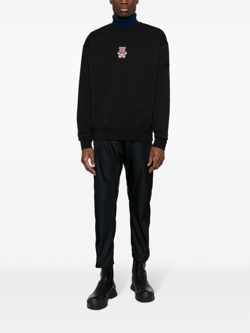 Moncler logo-patch cotton sweatshirt - Zwart