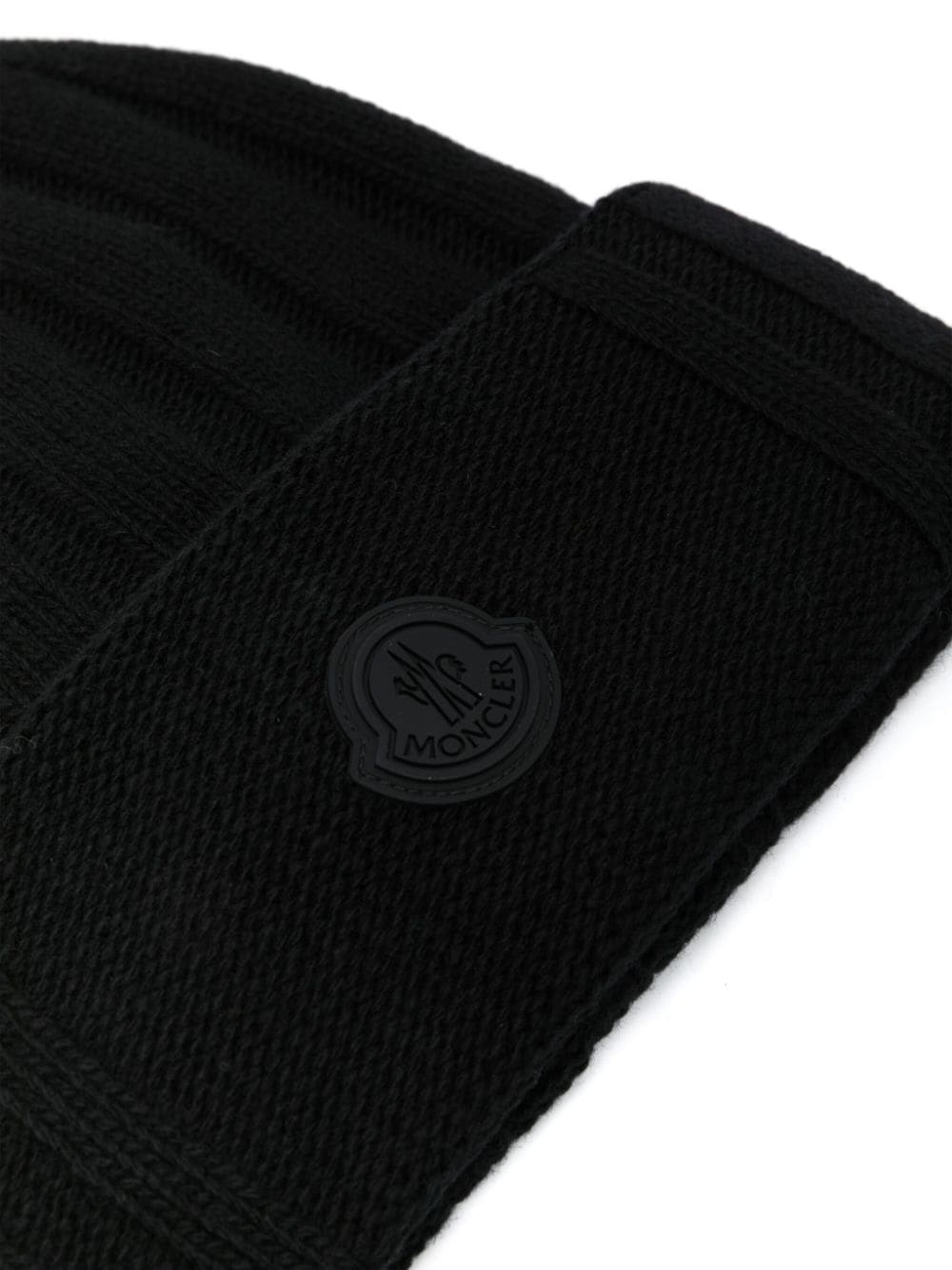 Moncler logo-patch wool beanie - Zwart