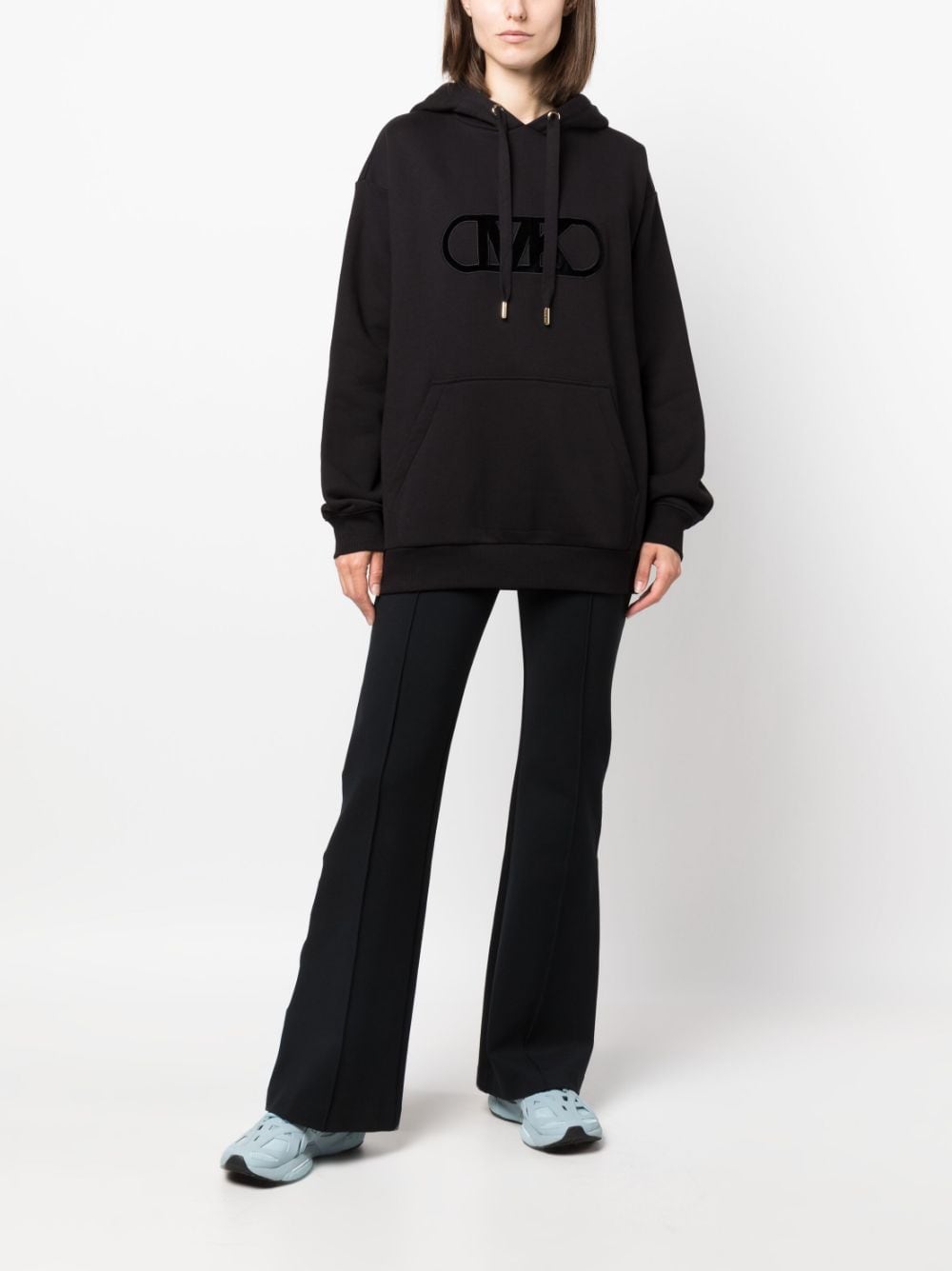Shop Michael Michael Kors Logo-embossed Drawstring Hoodie In Black