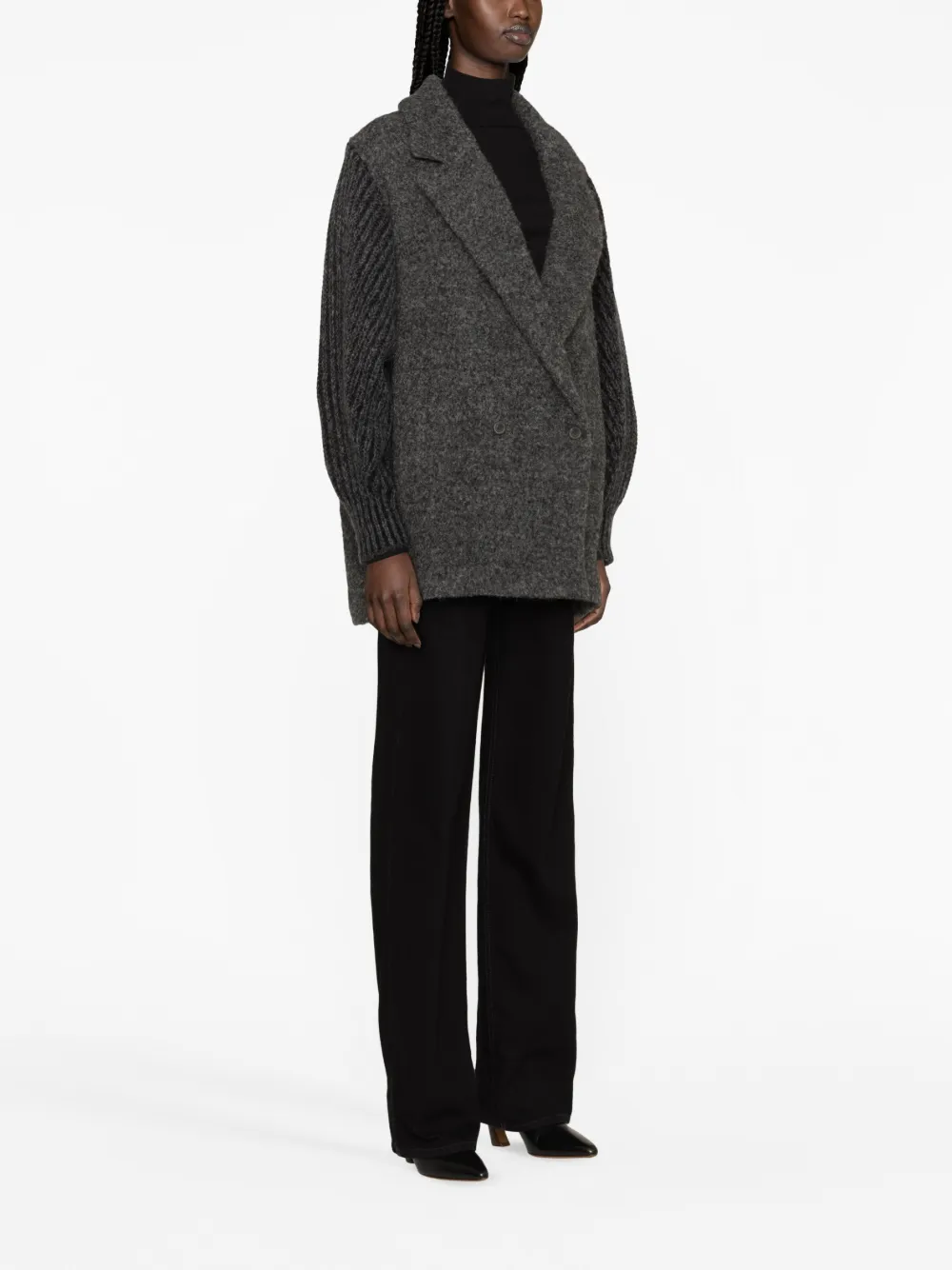 Fabiana Filippi knitted-sleeved double-breasted coat | Clothing | Image 4