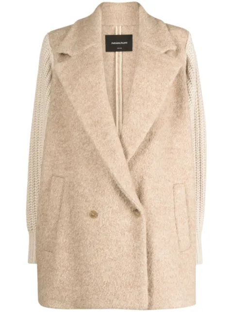 Fabiana Filippi knitted-sleeves double-breasted coat