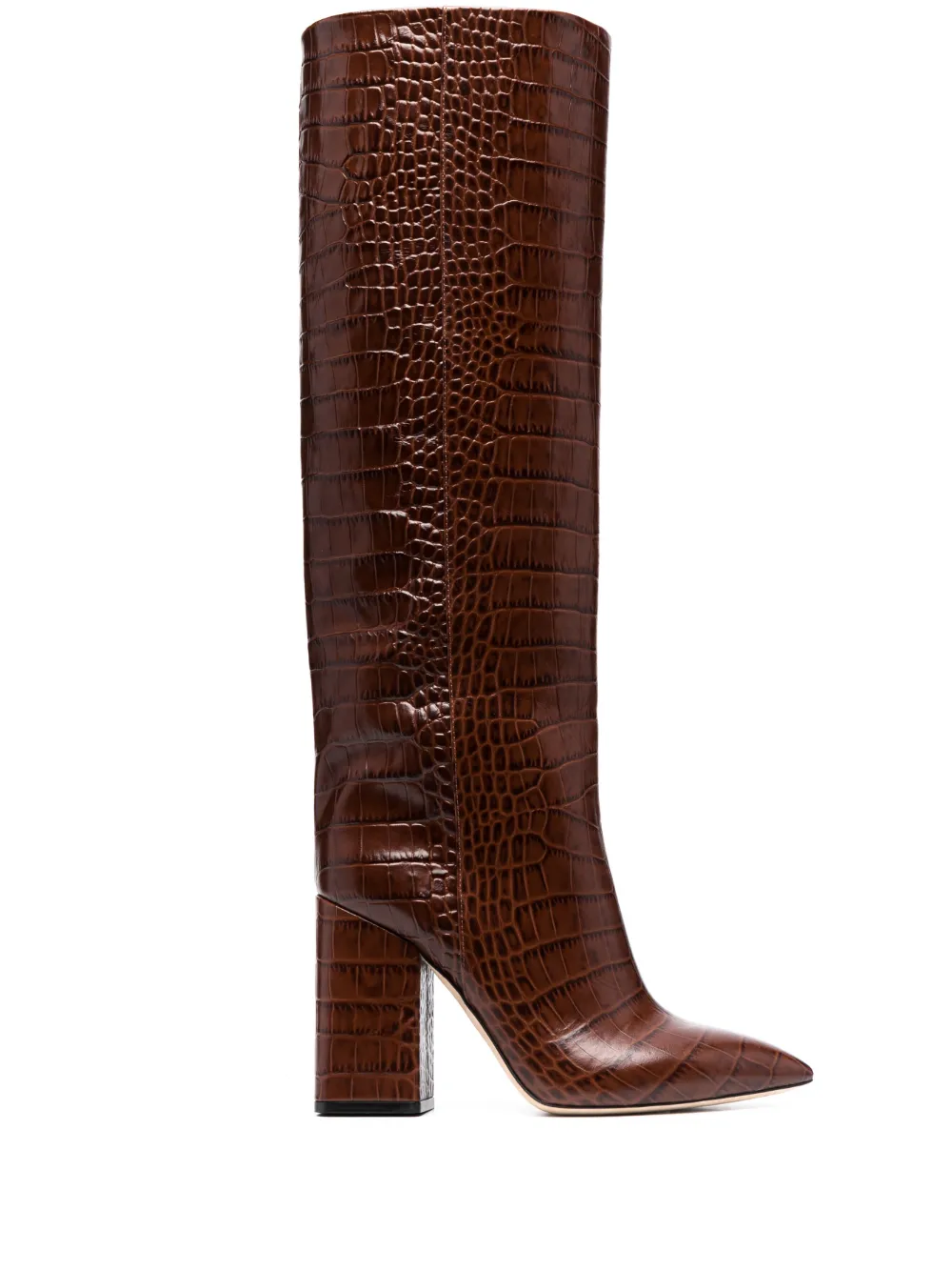 Paris Texas 100mm Crocodile-effect Leather Knee-high Boots In Brown